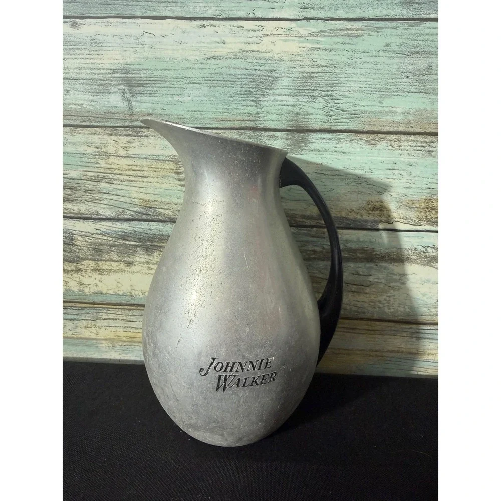 Johnnie Walker Puralum Italy Pitcher Silver Good Vintage Aluminum Barware Carafe